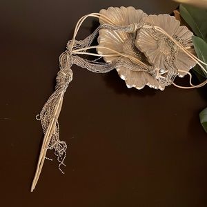 Chain and suede cord necklace